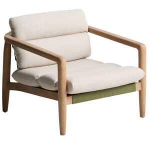 Kave Home Dřevěné zahradní křeslo Menfi s polštáři a výpletem