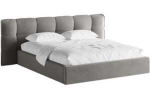 Micadoni Šedá sametová dvoulůžková postel Eric 180 x 200 cm s úložným prostorem