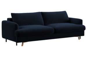 Micadoni Tmavě modrá sametová rozkládací pohovka Naomi 233 cm