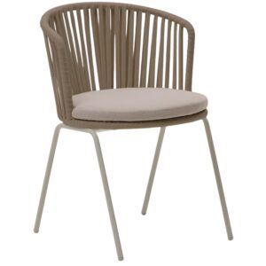 Kave Home Béžová kovová zahradní židle Saconca s výpletem