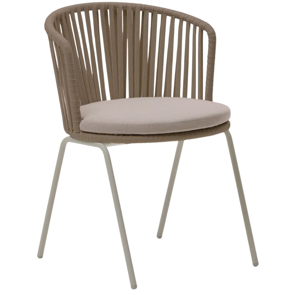 Kave Home Béžová kovová zahradní židle Saconca s výpletem