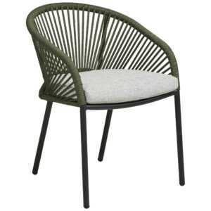 Nordic Living Zelená zahradní židle Vellano s výpletem