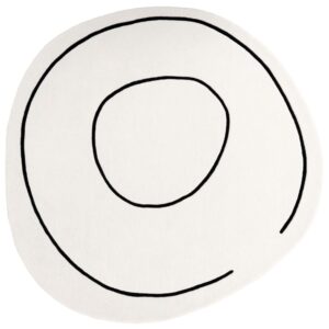 Fargotex Bílo-černý vlněný kulatý koberec Loop 200 cm