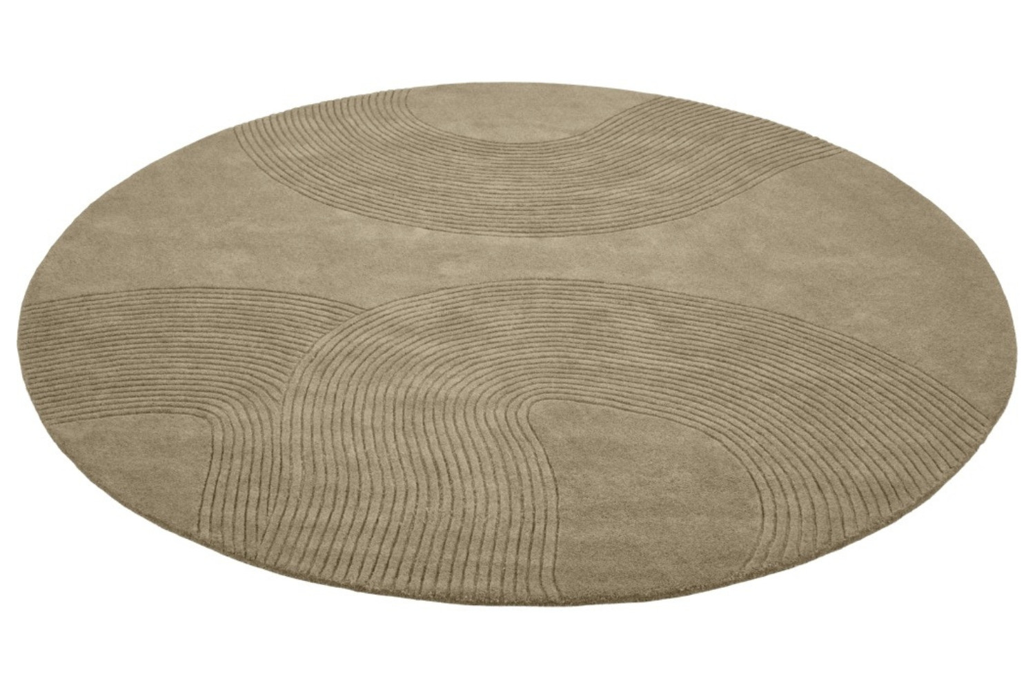 Bolia Tmavě béžový vlněný kulatý koberec Zen 250 cm