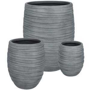 Bizzotto Šedý set tří keramických zahradních květináčů Strips Ø25/36/49 cm