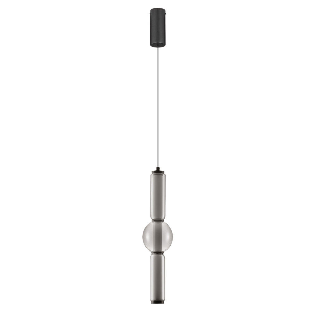Nova Luce Kouřově šedé skleněné závěsné LED světlo Ulon 12 cm