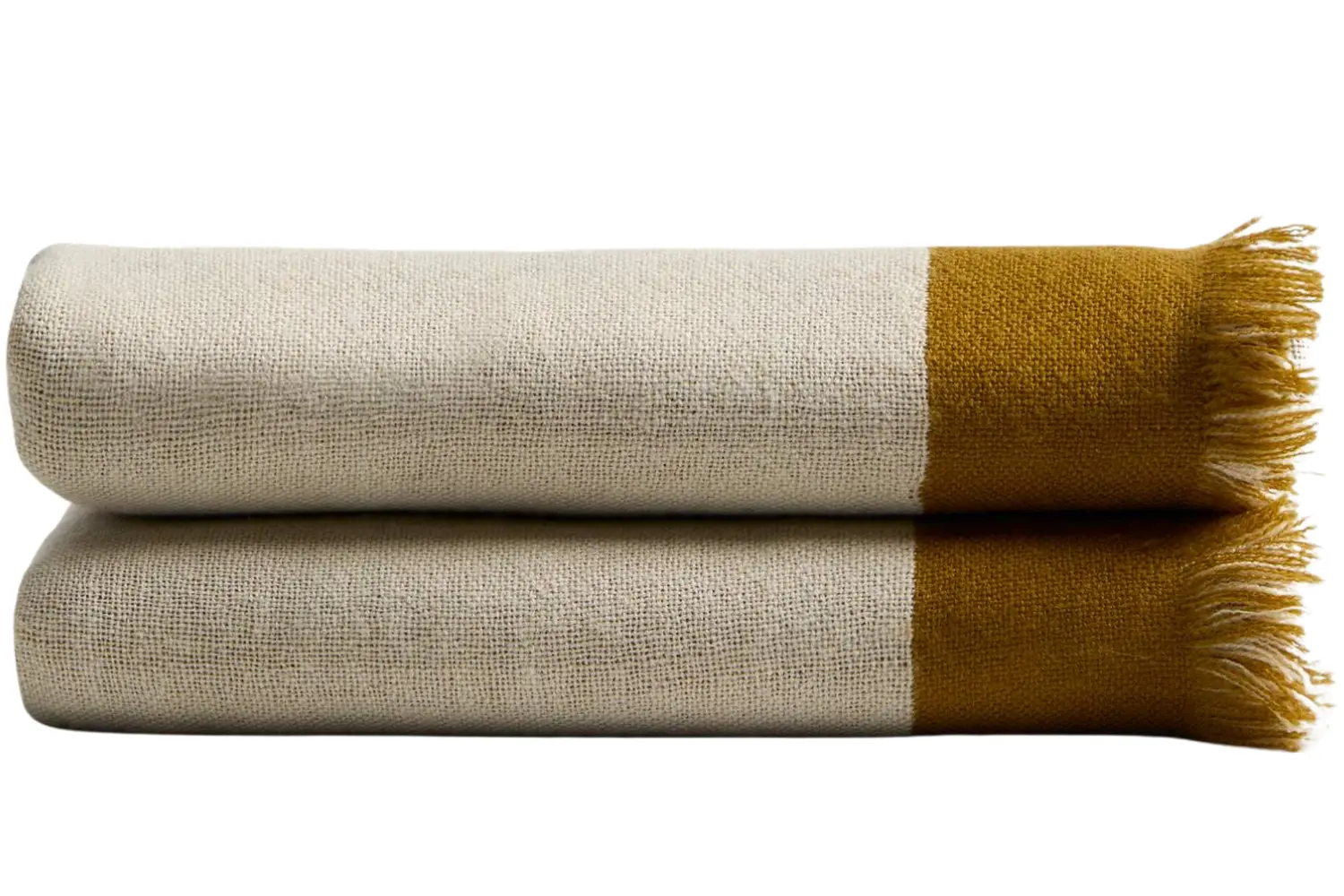 Kave Home Žluto-bílý vlněý pléd Orlet 170 x 130 cm