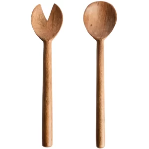 Kave Home Set dvou dřevěných salátových lžic Malor