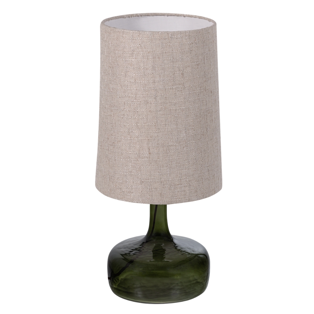 WOOOD Zelená skleněná stolní lampa Luma
