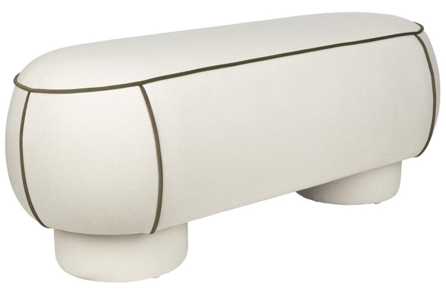 White Label Bílá čalouněná lavice MARINA 121 cm