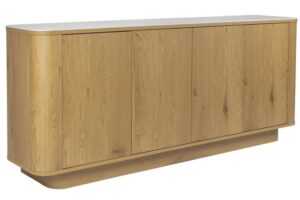 White Label Dubová komoda ALMIRA HIGH 180 x 40 cm s mramorovým dekorem