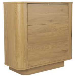 White Label Dubová komoda ALMIRA 90 x 40 cm s mramorovým dekorem
