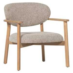 WOOOD Béžové křeslo Udar s dubovou podnoží