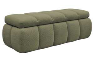 Bobochic Paris Zelená bouclé lavice Denali 144 cm s úložným prostorem
