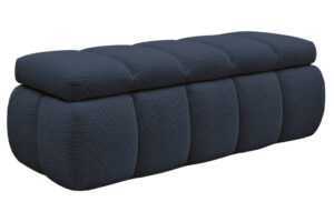Bobochic Paris Tmavě modrá bouclé lavice Denali 144 cm s úložným prostorem