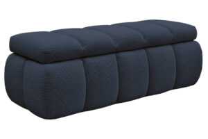 Bobochic Paris Tmavě modrá bouclé lavice Denali 144 cm s úložným prostorem