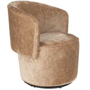 White Label Hnědé čalouněné otočné lounge křeslo Fold