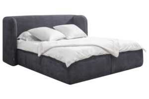 Bobochic Paris Tmavě šedá dvoulůžková postel Louise 160 x 200 cm s úložným prostorem