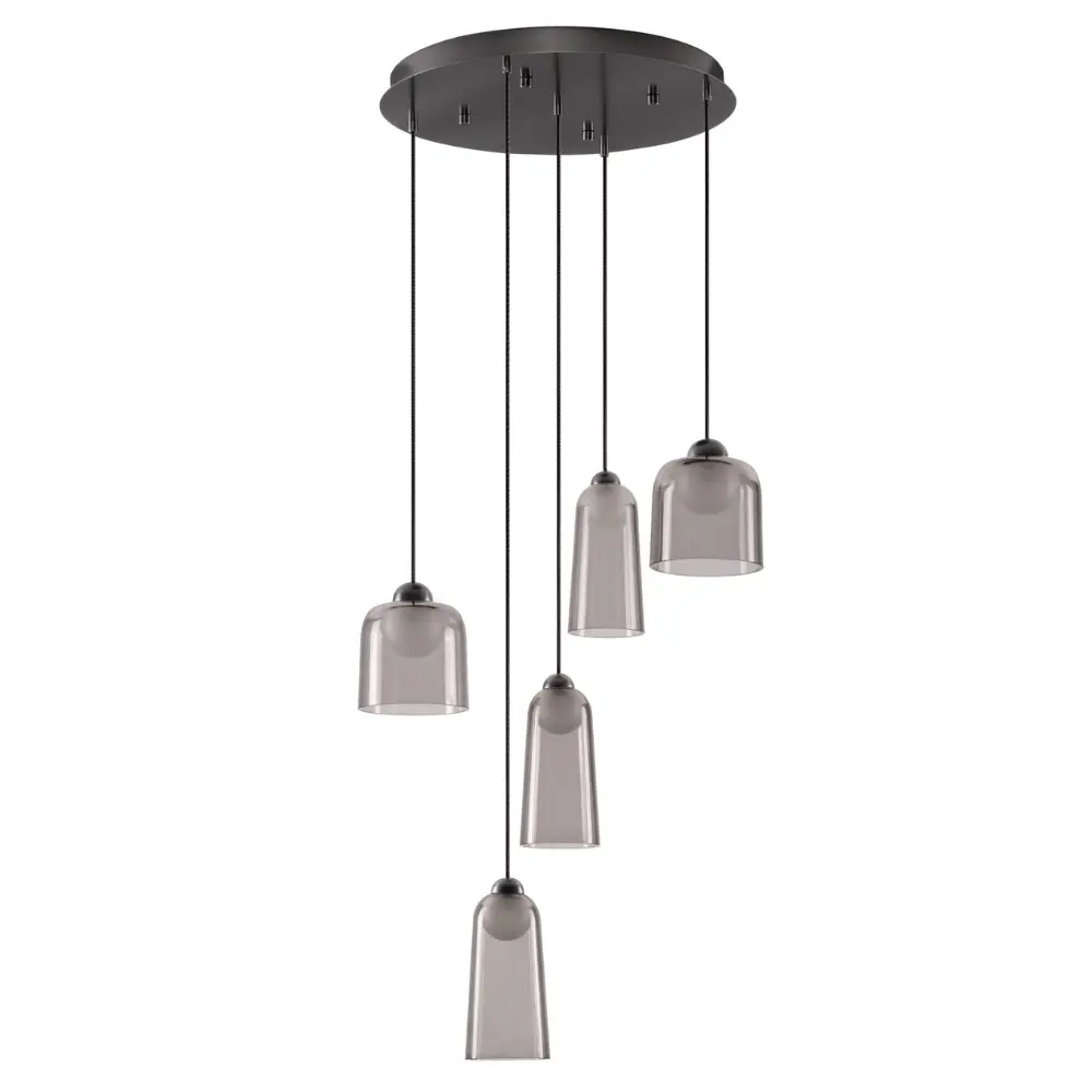 Nova Luce Kouřově šedé závěsné LED světlo Dione 45 cm