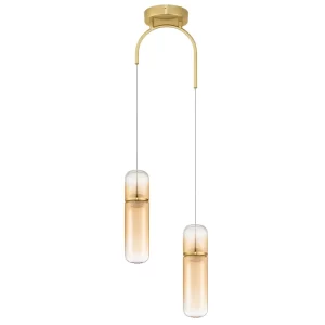 Nova Luce Zlaté skleněné závěsné LED světlo Norma 28 cm