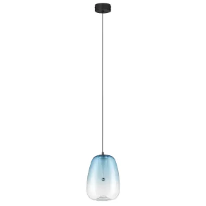 Nova Luce Modré skleněné závěsné LED světlo Oblo 16 cm