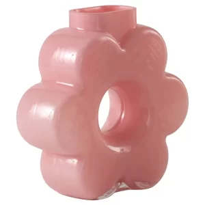 Jotex Růžová skleněná váza BLOMSTRA 22 cm