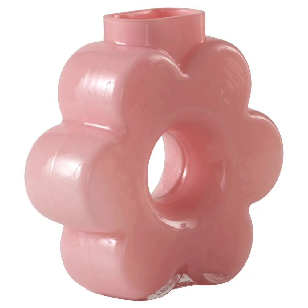 Jotex Růžová skleněná váza BLOMSTRA 22 cm