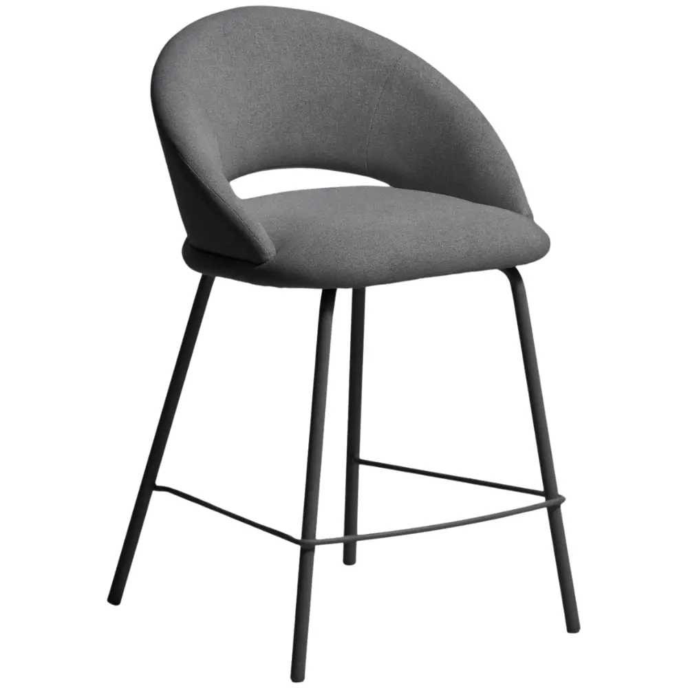 Kave Home Šedá čalouněná barová židle Bonali 65 cm