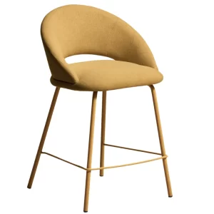 Kave Home Hořčicově žlutá čalouněná barová židle Bonali 65 cm