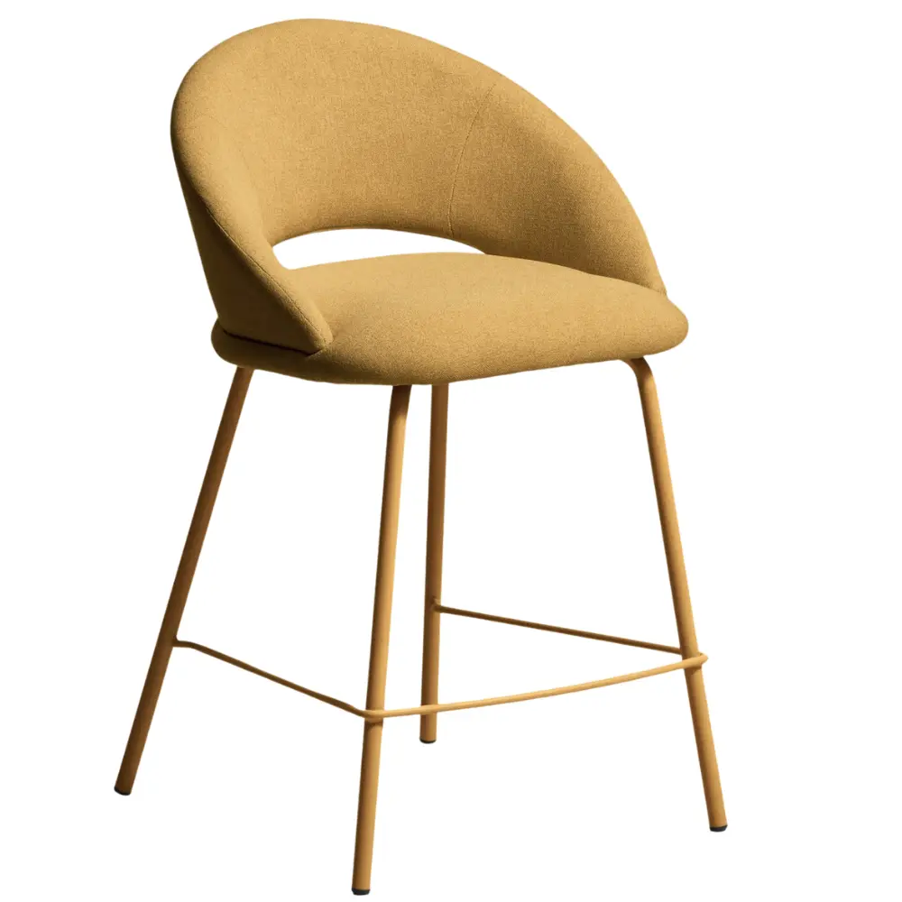 Kave Home Hořčicově žlutá čalouněná barová židle Bonali 65 cm