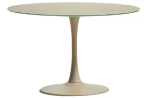 Kave Home Béžový skleněný jídelní stůl Vedira Ø120 cm