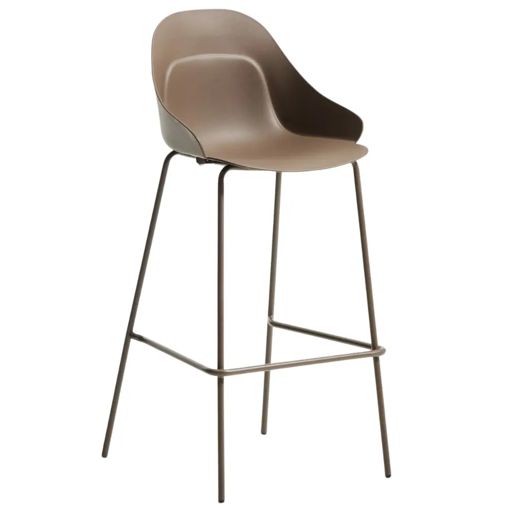Kave Home Hnědá plastová barová židle Sanile 74 cm