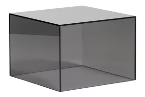 Kave Home Tmavě šedý skleněný odkládací stolek Orlia 50 x 50 cm