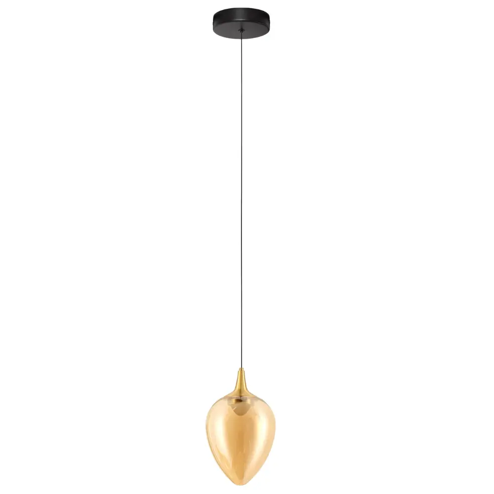 Nova Luce Zlaté skleněné závěsné LED světlo Nali 14 cm