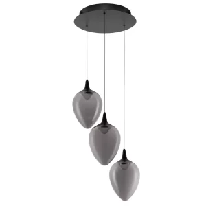 Nova Luce Kouřově šedé skleněné závěsné LED světlo Nali 35 cm