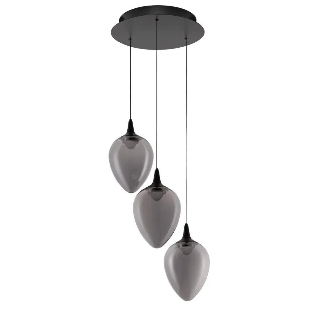 Nova Luce Kouřově šedé skleněné závěsné LED světlo Nali 35 cm