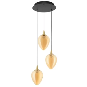 Nova Luce Zlaté skleněné závěsné LED světlo Nali 35 cm