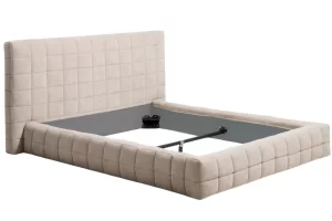 Kave Home Béžová dvoulůžková postel Luiana 160 x 200 cm s odnímatelným potahem