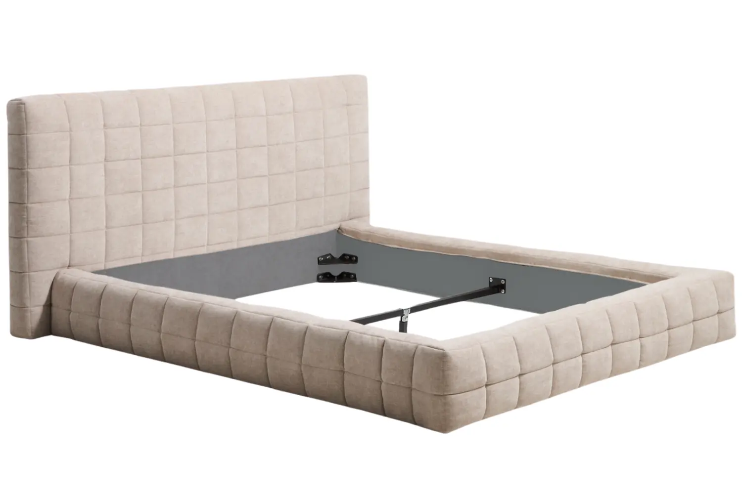 Kave Home Béžová dvoulůžková postel Luiana 180 x 200 cm s odnímatelným potahem