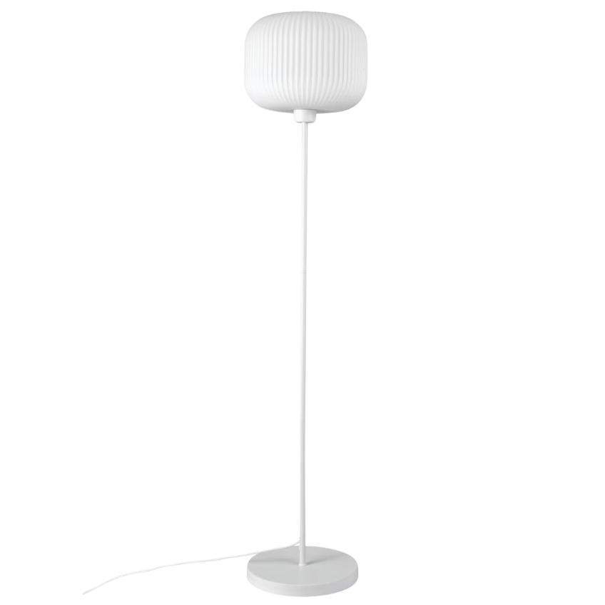 Nordlux Opálově bílá skleněná stojací lampa Milford 140 cm