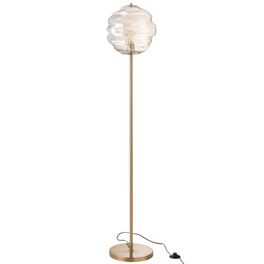 J-line Hnědá skleněná stojací lampa Honeycomb 156 cm