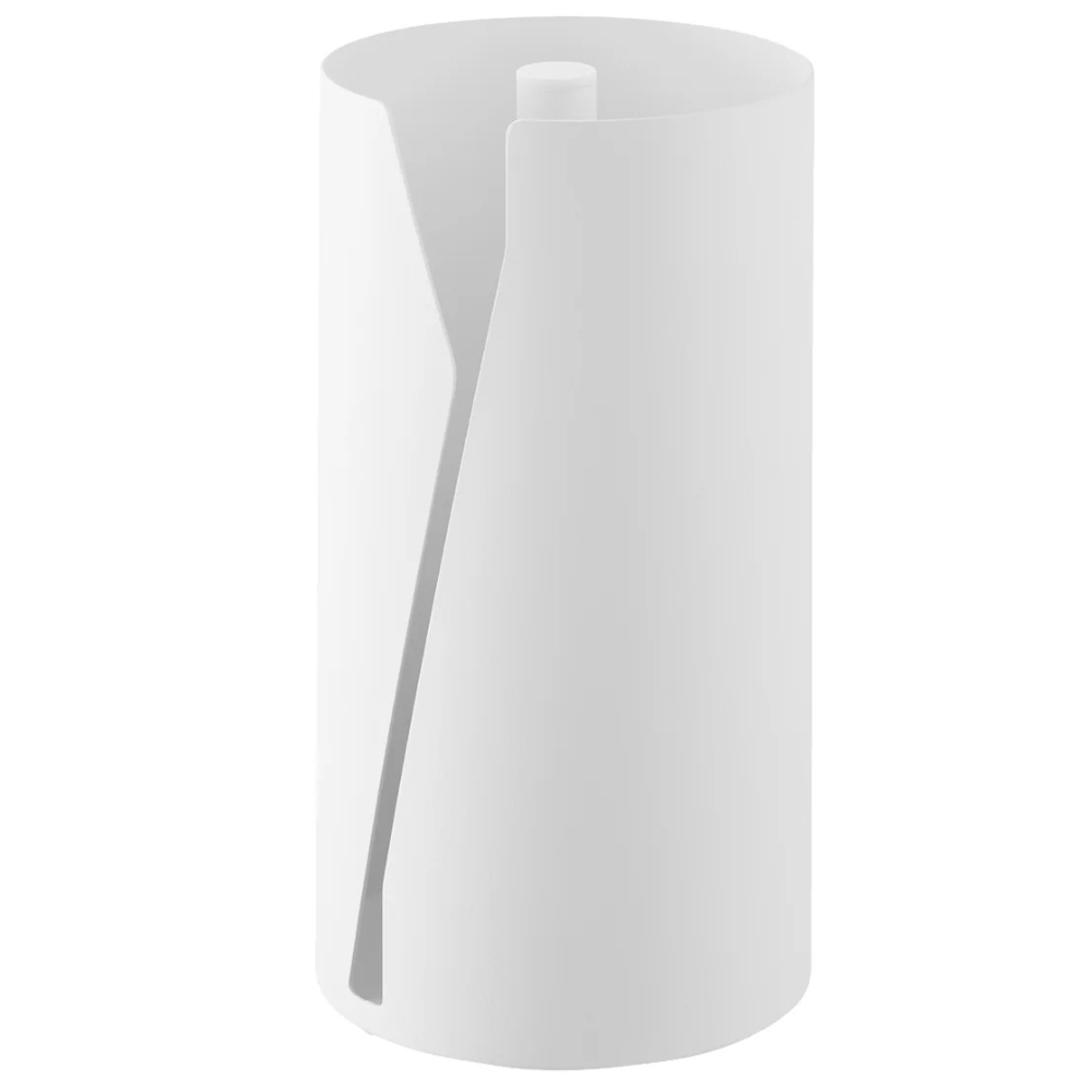YAMAZAKI Bílý kovový držák na roli kuchyňských utěrek Tower 30 cm