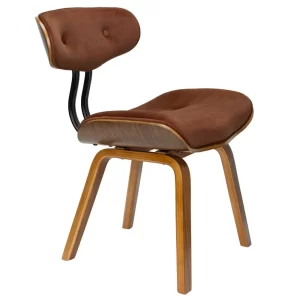 Dutchbone Hnědá sametová jídelní židle BLACKWOOD WALNUT